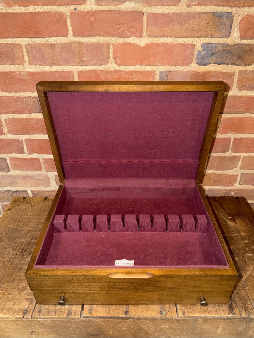 Wooden Silverware Chest Flatware Storage Box with Drawer Anti-Tarnish